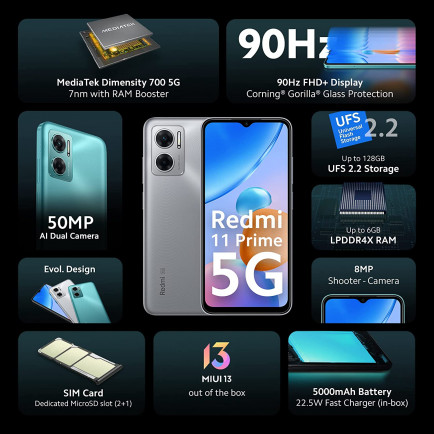 Redmi 11 Prime 5G 4 GB RAM 64 GB Storage Black