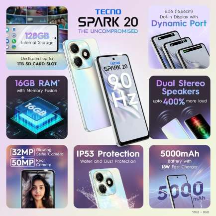 Spark 20 8 GB RAM 128 GB Storage Black