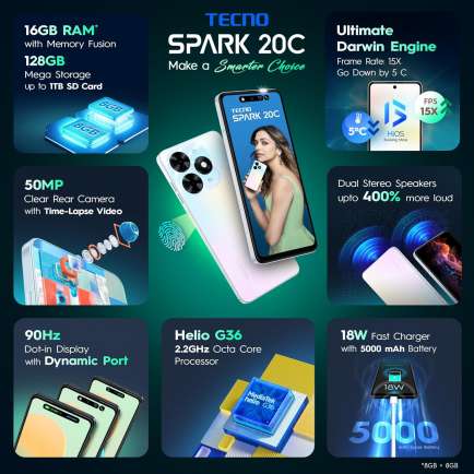 Spark 20C 8 GB RAM 128 GB Storage Black