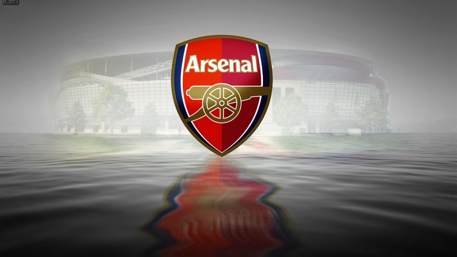 Arsenal Logo Above Water With Reflection Hd Arsenal 1600x900
