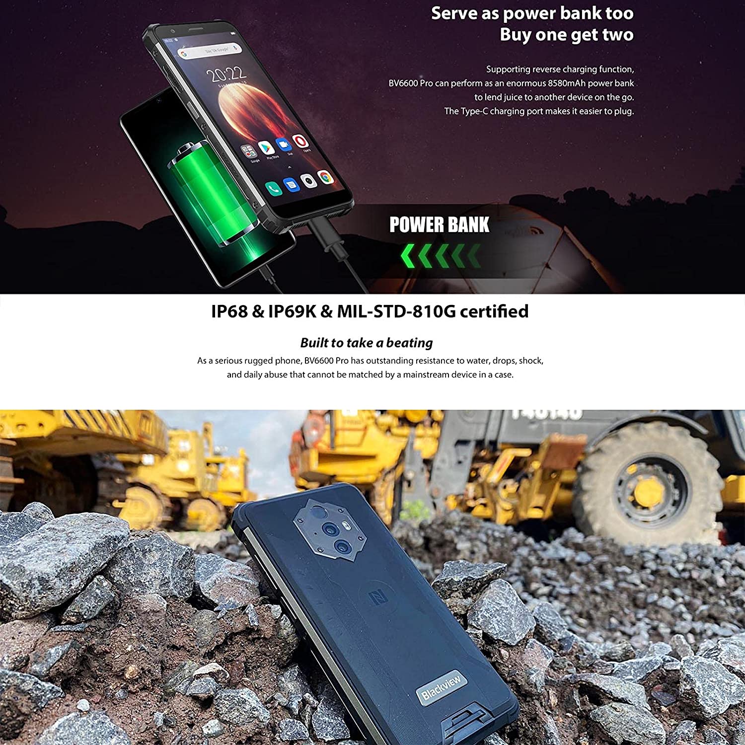 BV6600 Pro 4 GB RAM 64 GB Storage Black