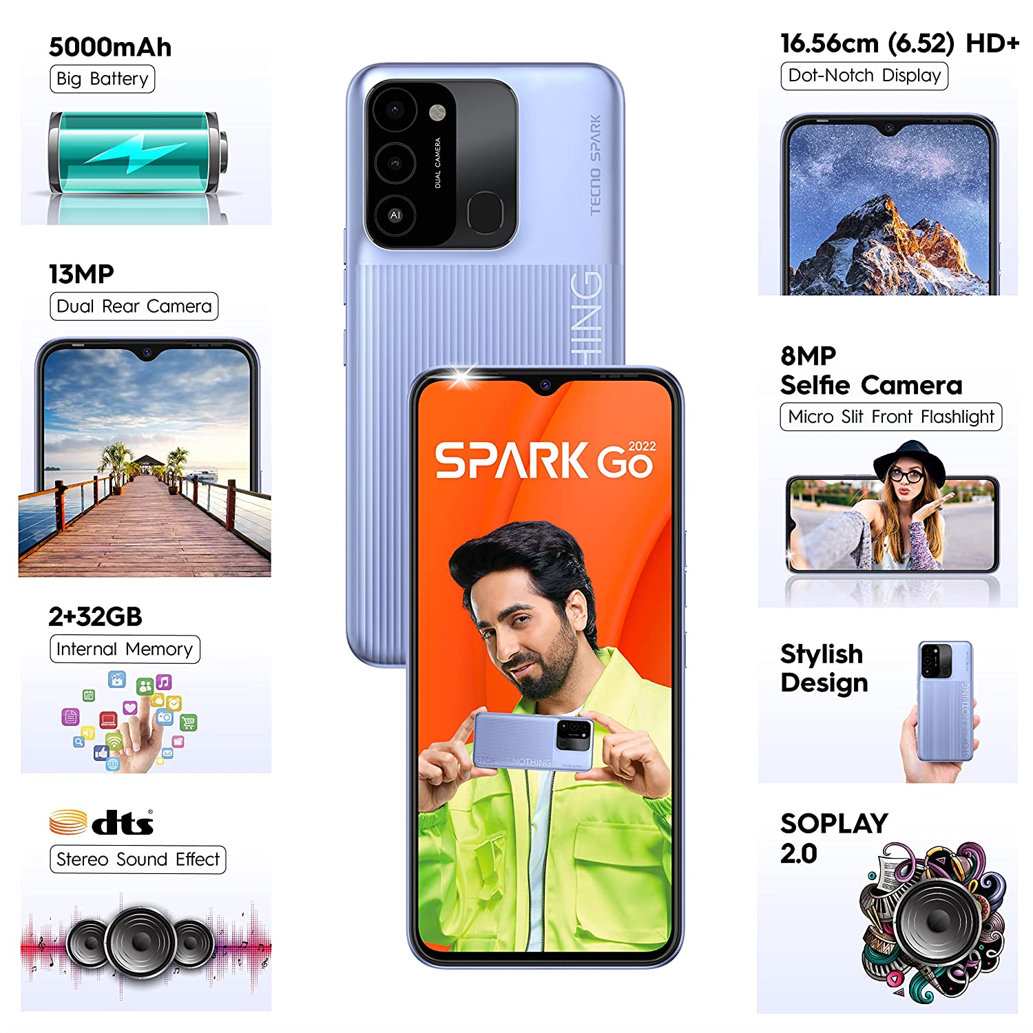 Spark Go 2022 2 GB RAM 32 GB Storage Cyan