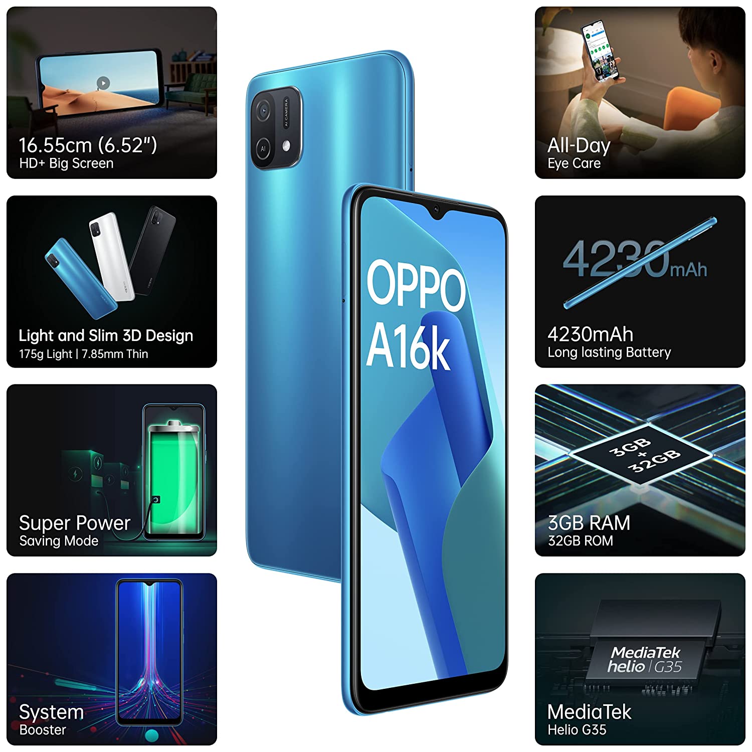 A16K 3 GB RAM 32 GB Storage Blue