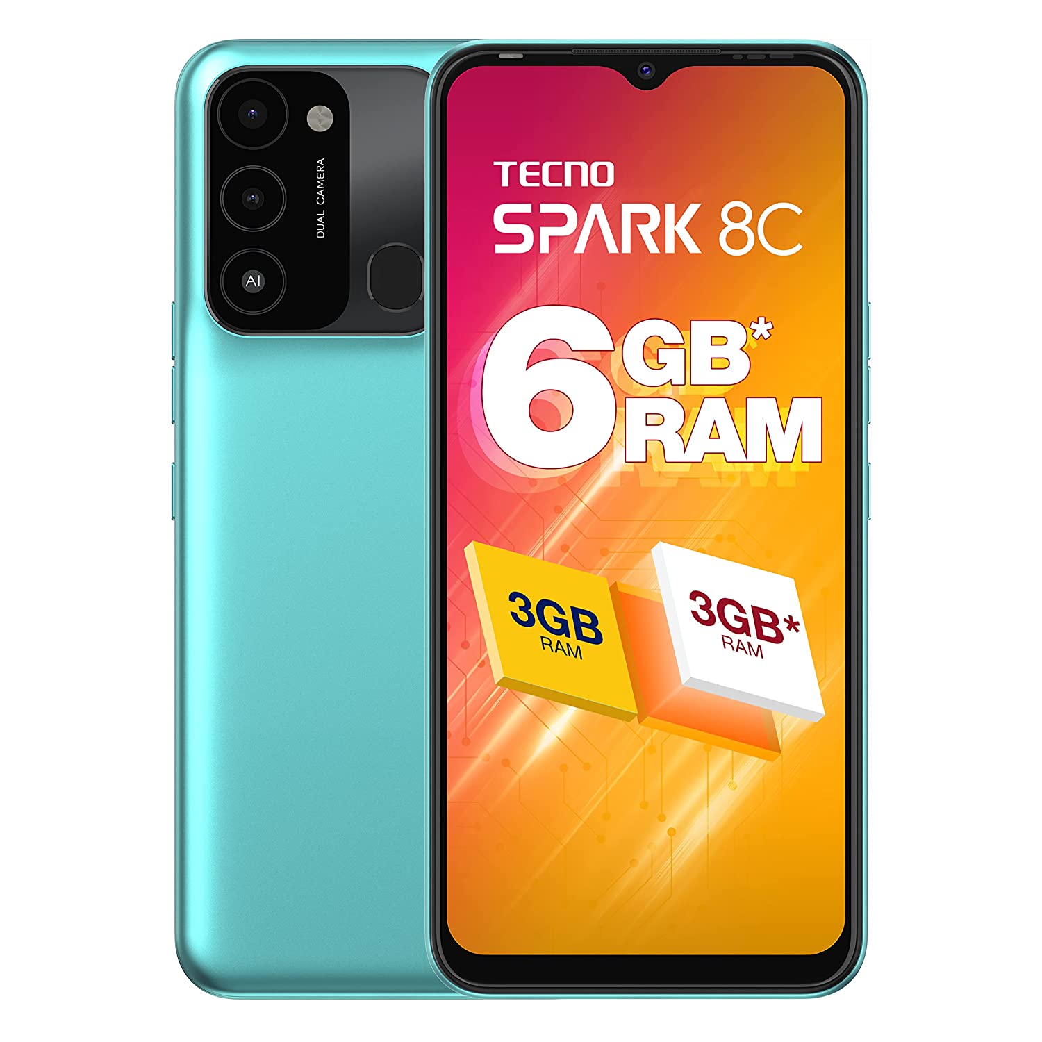 Spark 8C 3 GB RAM 64 GB Storage Cyan