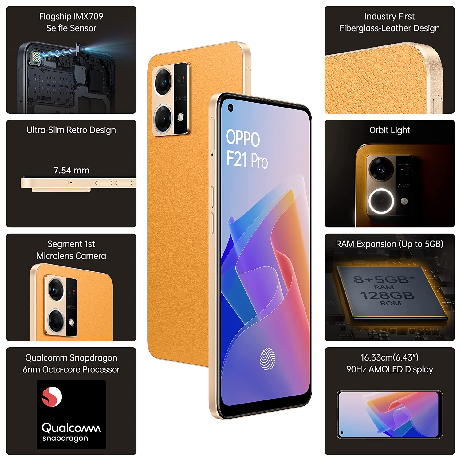 F21 Pro 8 GB RAM 128 GB Storage Orange