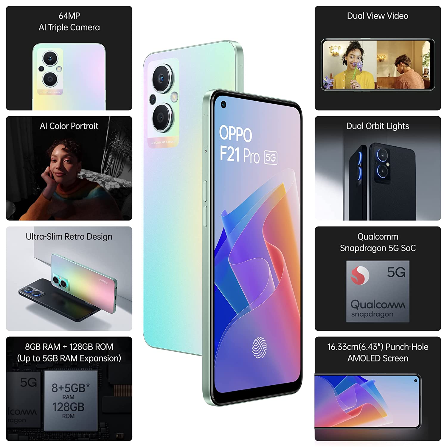 F21 Pro 5G 8 GB RAM 128 GB Storage Rainbow