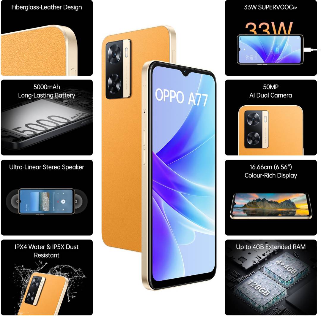 A77 2022 4 GB RAM 64 GB Storage Orange