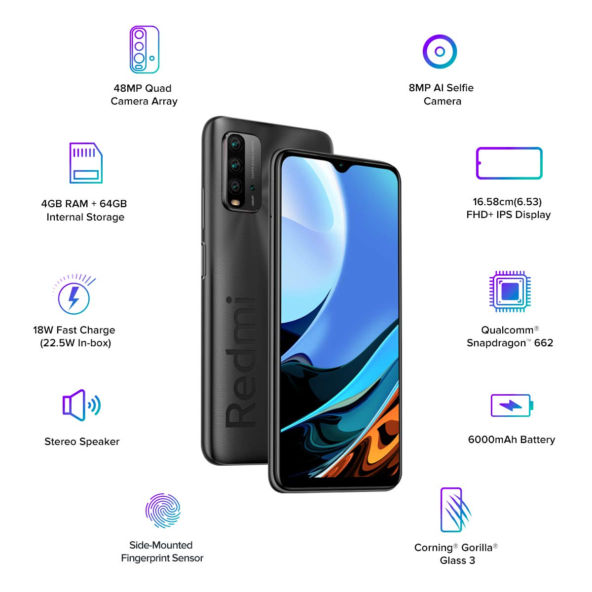 Redmi 9 Power 4 GB RAM 64 GB Storage Black Details