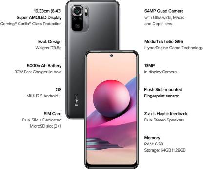 Redmi Note 10S 6 GB RAM 64 GB Storage Black Details