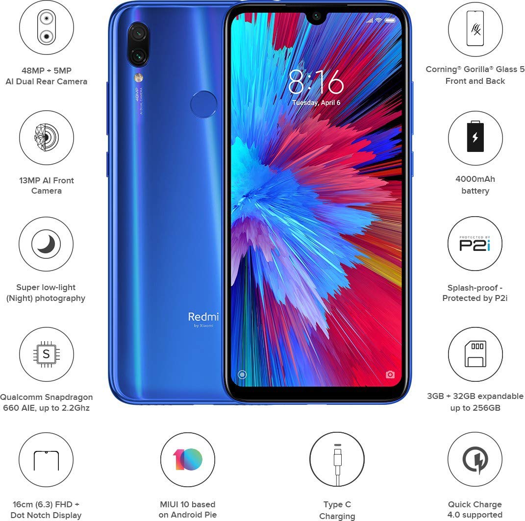 Redmi Note 7S 3 GB RAM 32 GB Storage Blue