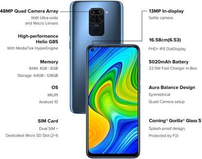 Redmi Note 9 4 GB RAM 64 GB Storage Grey