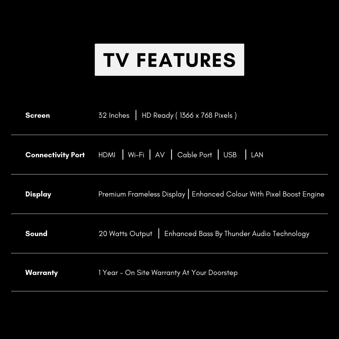 Frameless IN32-FSPRO HD ready LED 32 Inch (81 cm) | Smart TV
