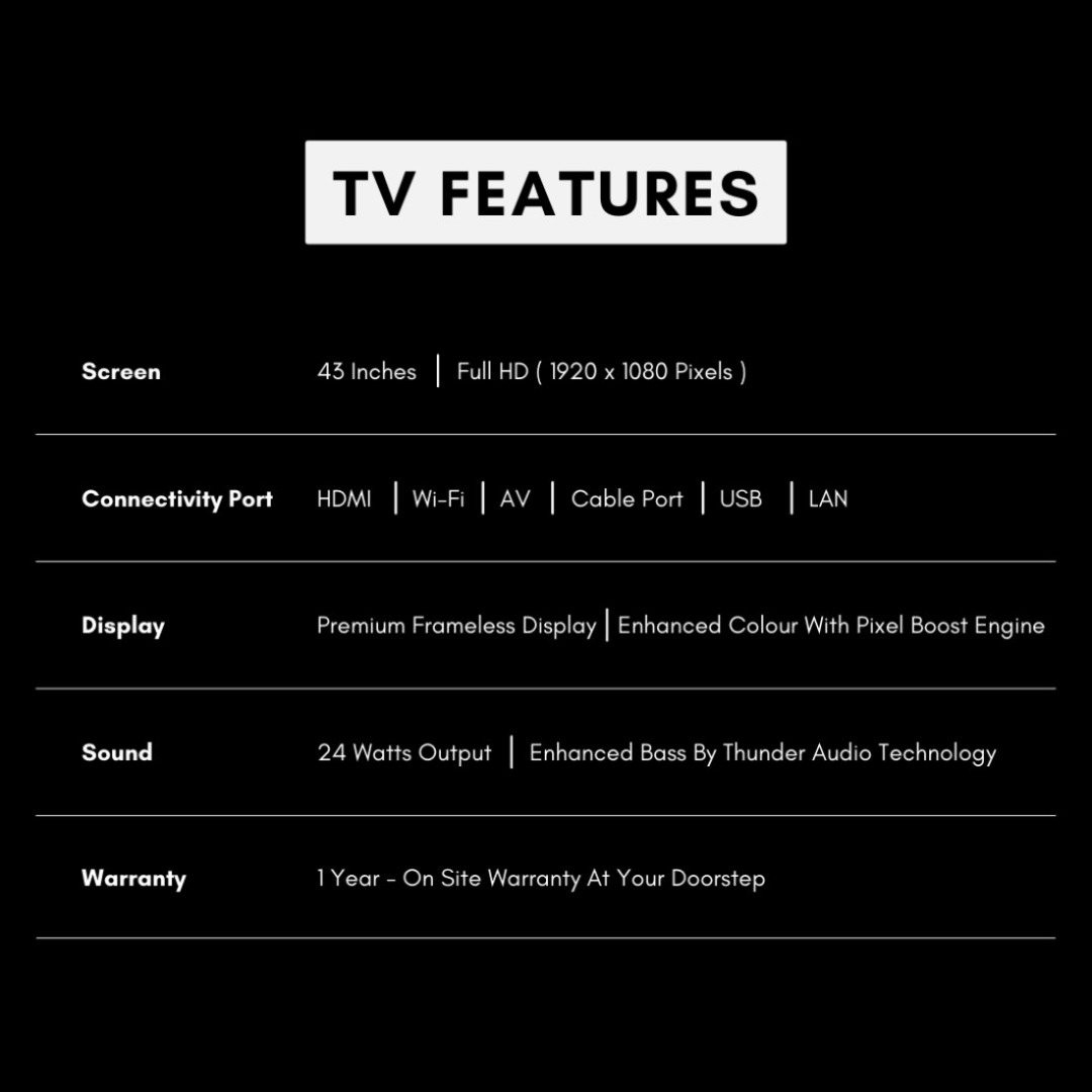 Frameless IN43-FSBDLX Full HD LED 43 Inch (109 cm) | Smart TV