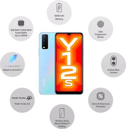 Y12s 3 GB RAM 32 GB Storage Blue