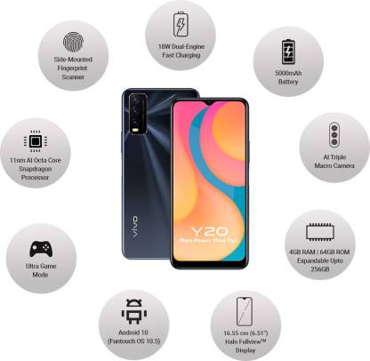 Y20 4 GB RAM 64 GB Storage Black