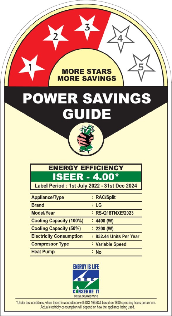 RS-Q18TNXE 1.5 Ton 3 Star Dual Inverter Split AC