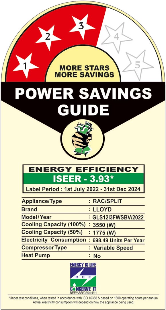 GLS12I3FWSBV 1 Ton 3 Star Inverter Split AC