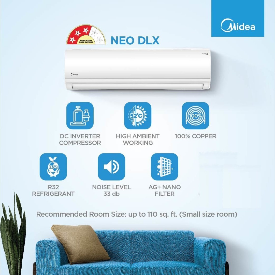 Midea Santis Neo DLX MAI12SD3R30F1 1 Ton 3 Star Inverter Split AC