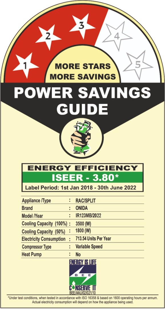 IR123MB 1 Ton 3 Star Inverter Split AC