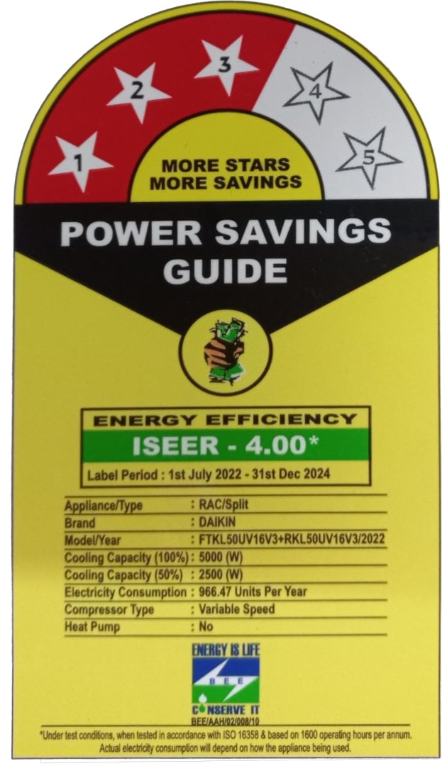 FTKL50UV16V 1.5 Ton 3 Star Inverter Split AC