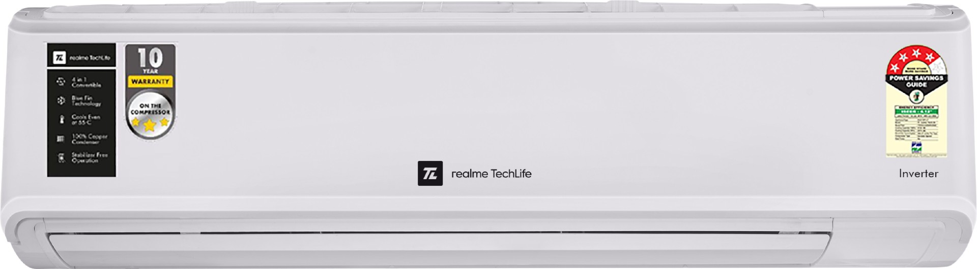 Realme realme TechLife 154SIAA22WR 1.5 Ton 4 Star Inverter Split AC