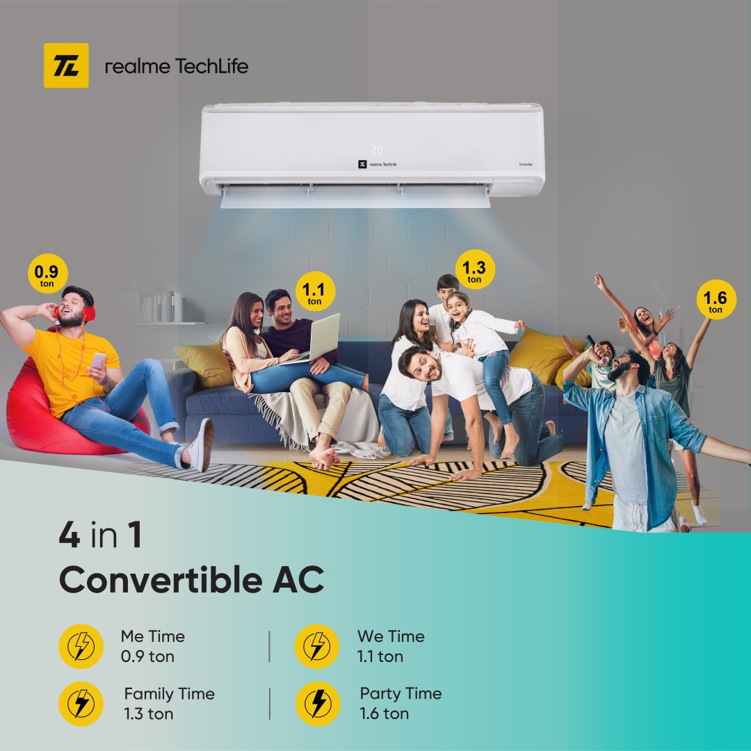 realme TechLife 154SIAA22WR 1.5 Ton 4 Star Inverter Split AC