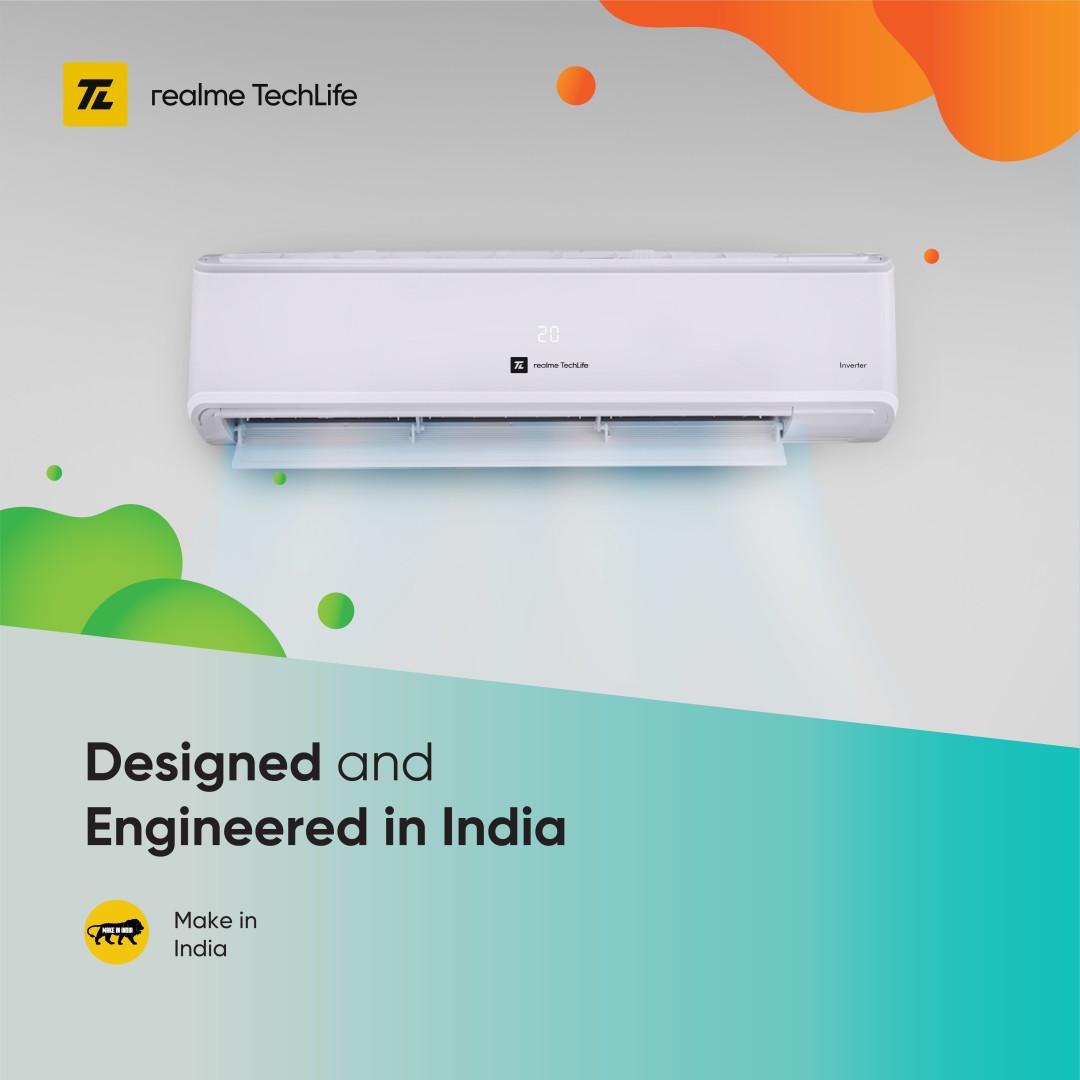 realme TechLife 154SIAA22WR 1.5 Ton 4 Star Inverter Split AC
