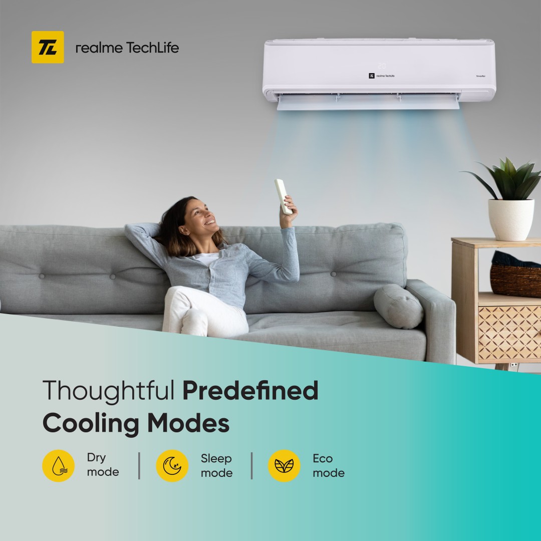 realme TechLife 154SIAA22WR 1.5 Ton 4 Star Inverter Split AC