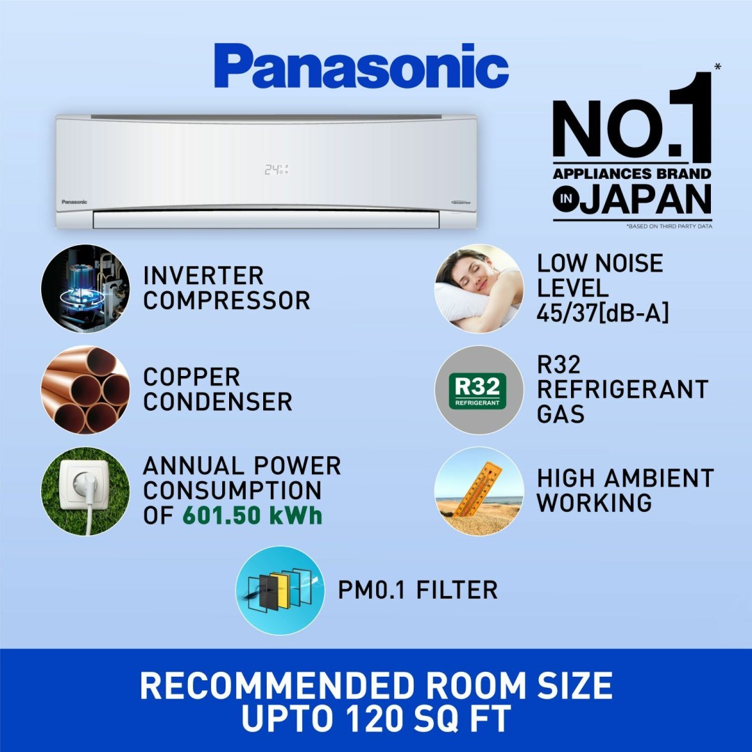 CS/CU-NU12YKY4W 1 Ton 4 Star Inverter Split AC