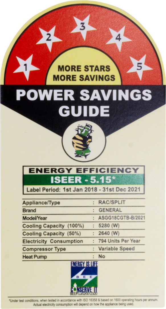 ASGG18CGTB 1.5 Ton 5 Star Inverter Split AC