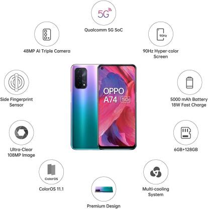 A74 5G 6 GB RAM 128 GB Storage Purple