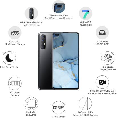 Reno3 Pro 8 GB RAM 256 GB Storage Black