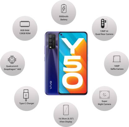 Y50 8 GB RAM 128 GB Storage Blue