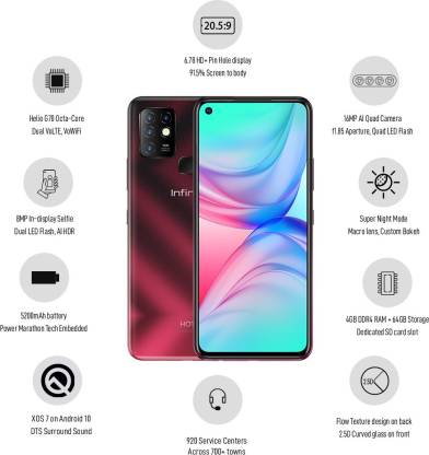 Hot 10 6 GB RAM 128 GB Storage Red
