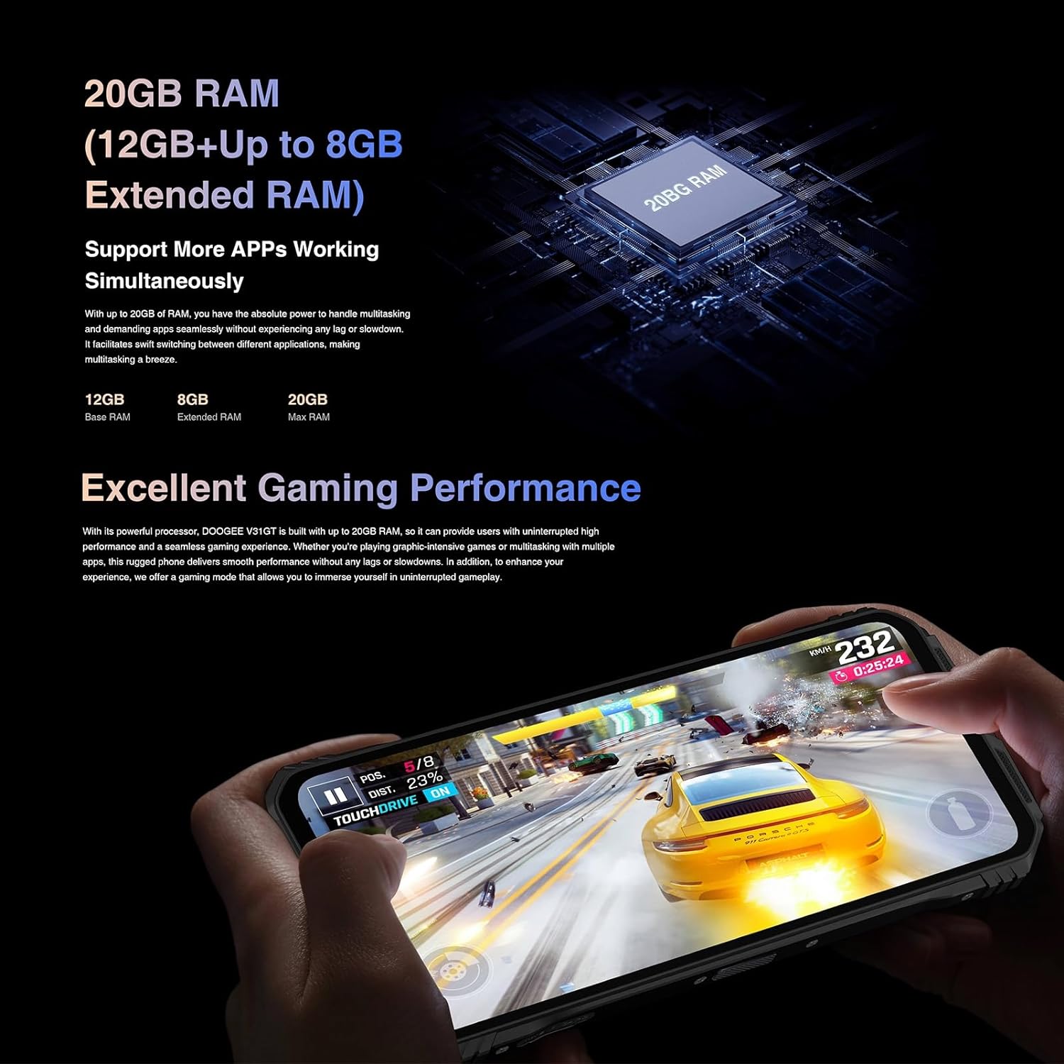 V31 GT 12 GB RAM 256 GB Storage Black