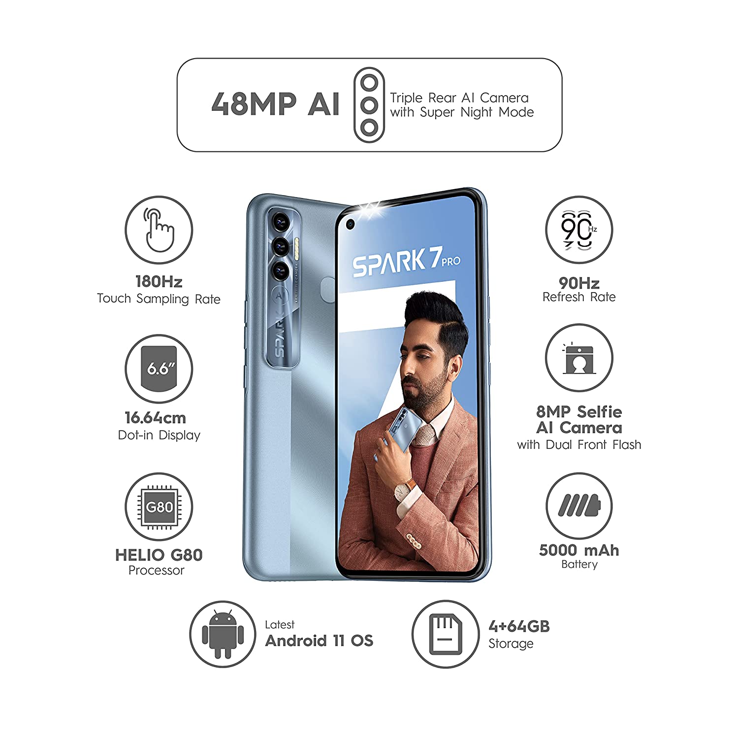Spark 7 Pro 4 GB RAM 64 GB Storage Blue 6