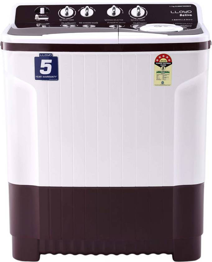 Lloyd 7.5 Kg Semi Automatic Top Load Washing Machine (GLWMS75DDMAC)