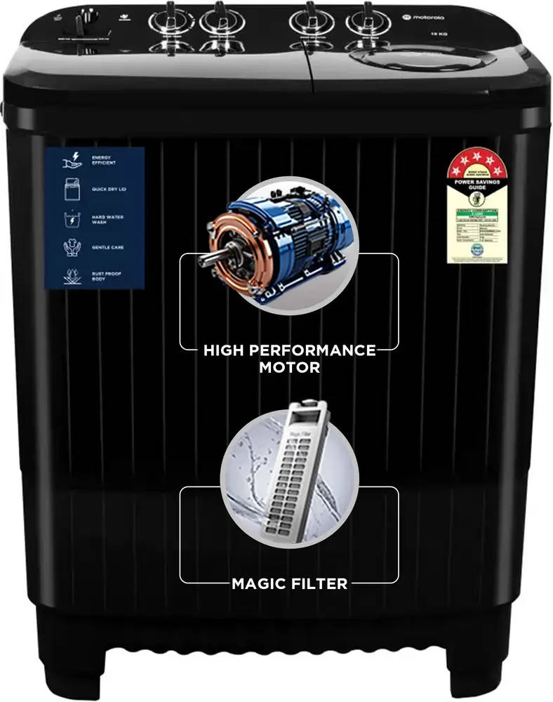Motorola 10 Kg Semi Automatic Top Load Washing Machine (MTSA1005NNNDB)