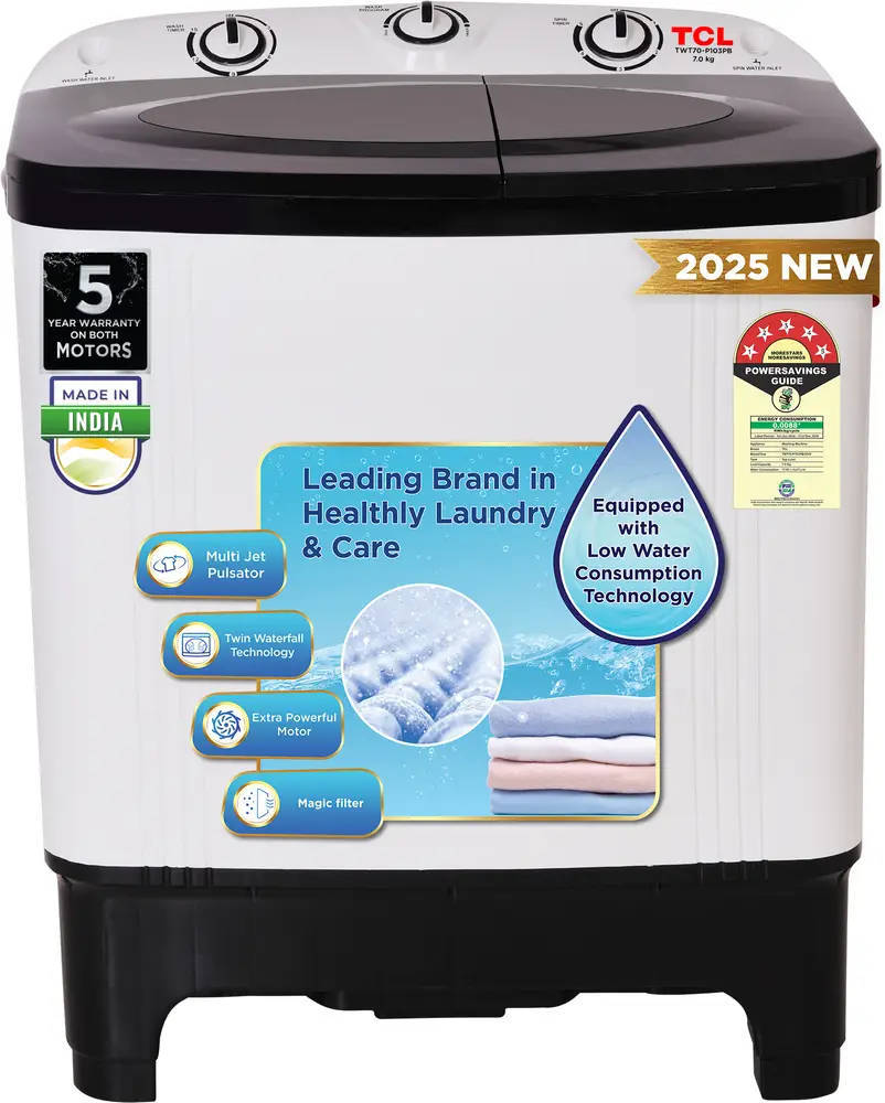 TCL 7 Kg Semi Automatic Top Load Washing Machine (TWT70-P103PB)