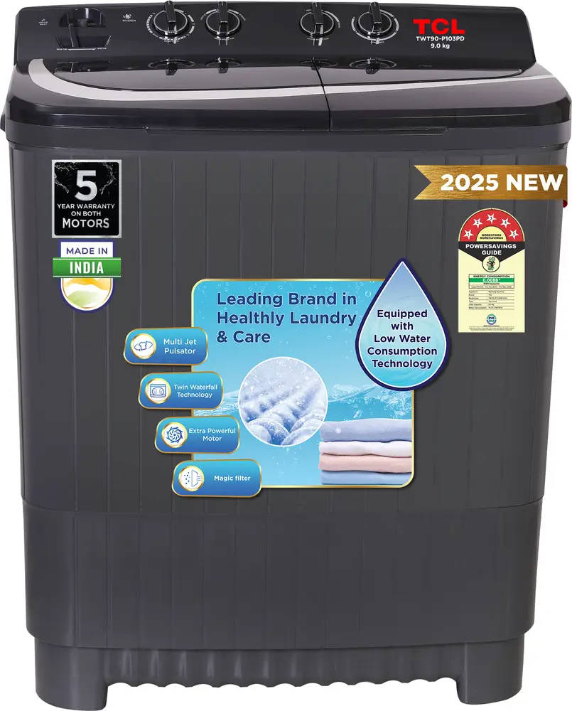 TCL 9 Kg Semi Automatic Top Load Washing Machine (TWT90-P103PD)