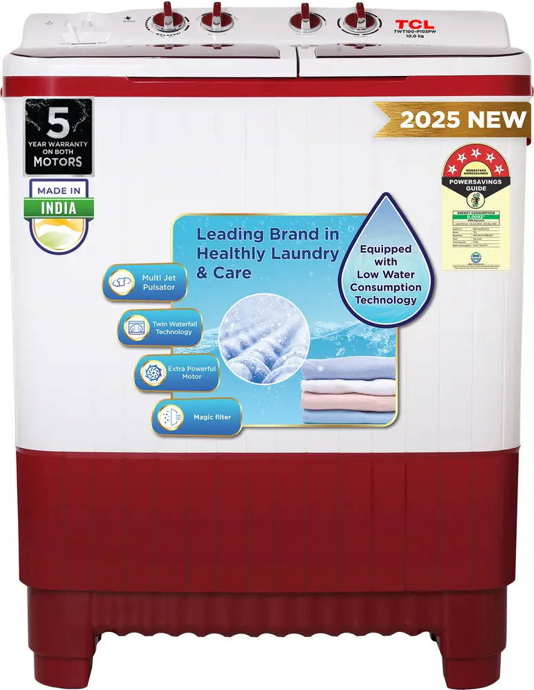 TCL 10 Kg Semi Automatic Top Load Washing Machine (TWT100-P103PW)