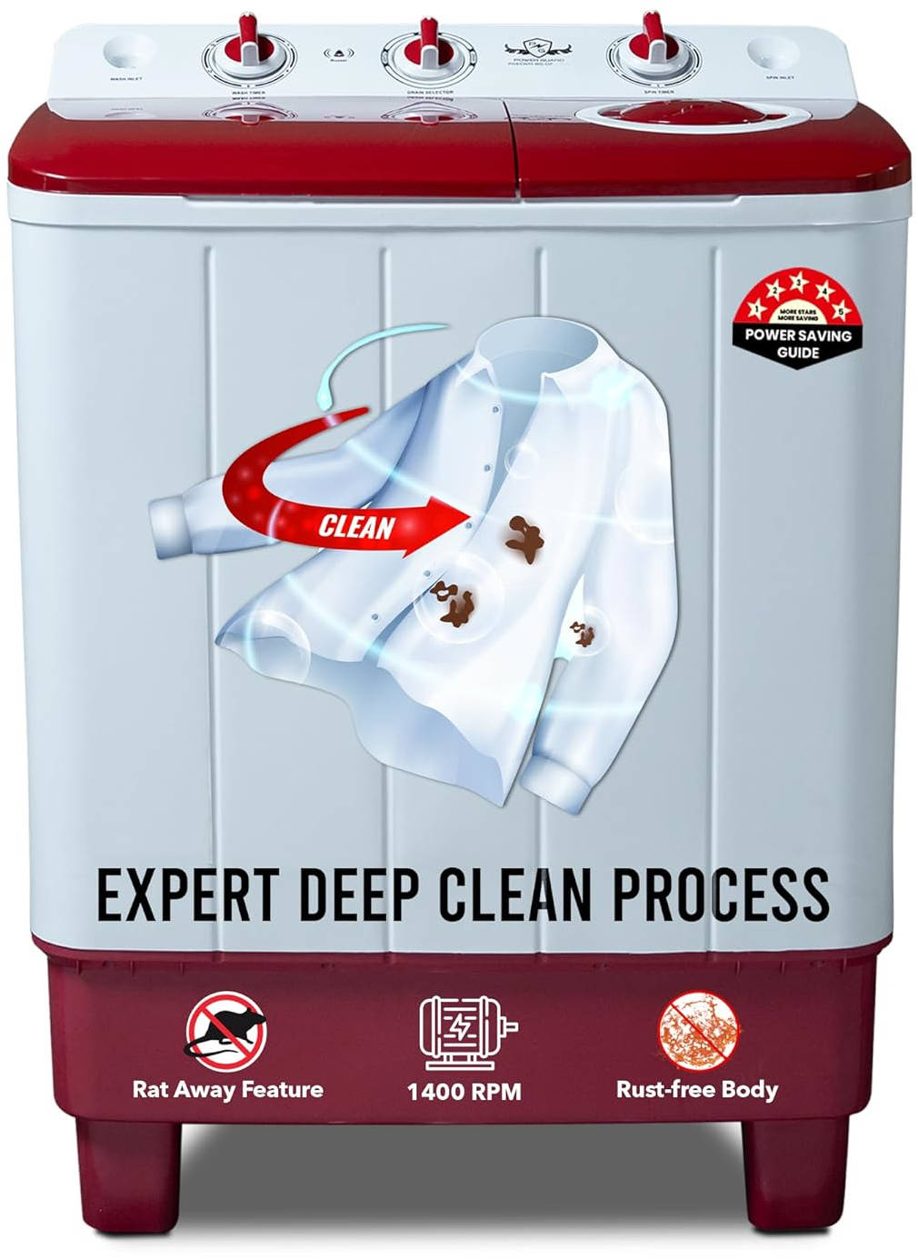 Power Guard Guard 7.5 Kg Semi Automatic Top Load Washing Machine (PG75WM-BG-OP)