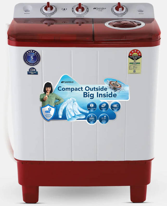 Sansui 7 Kg Semi Automatic Top Load Washing Machine (JSC70S-BFR)