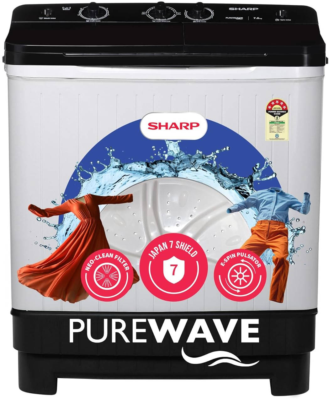 Sharp 7 Kg Semi Automatic Top Load Washing Machine (ES-SD70NB-FB)