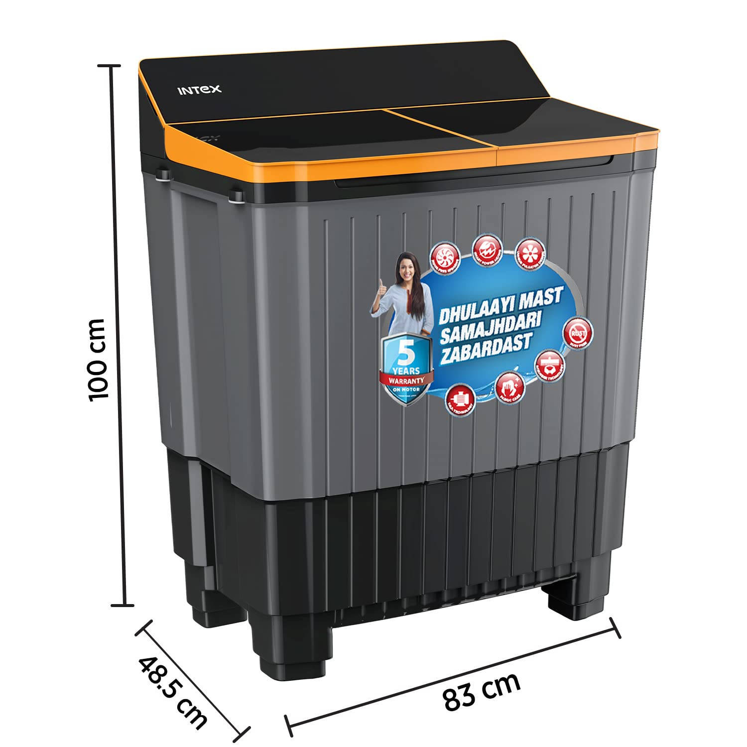 8 Kg Semi Automatic Top Load Washing Machine (SA80BLFG)