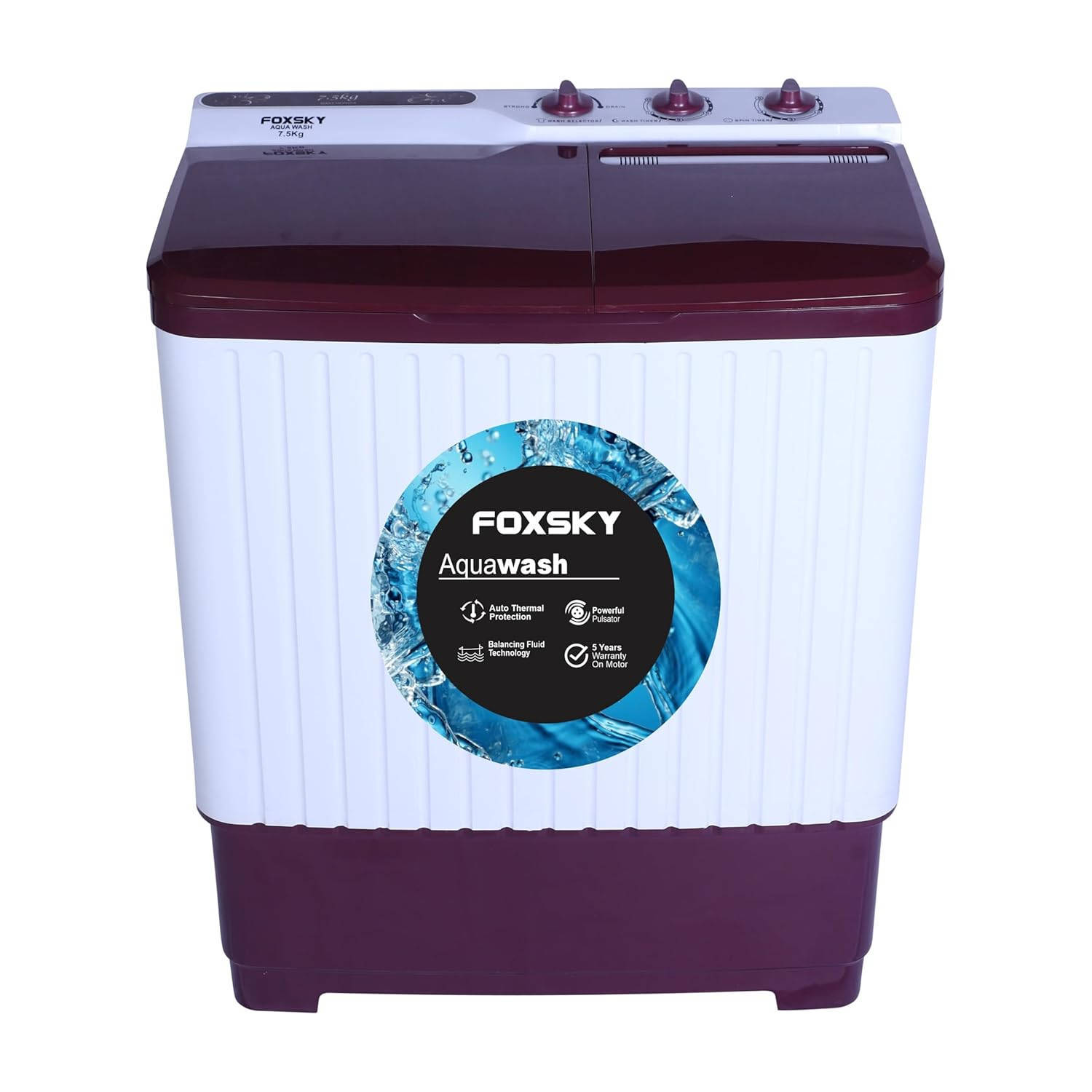 Foxsky 7.5 Kg Semi Automatic Top Load Washing Machine (Aqua Wash)