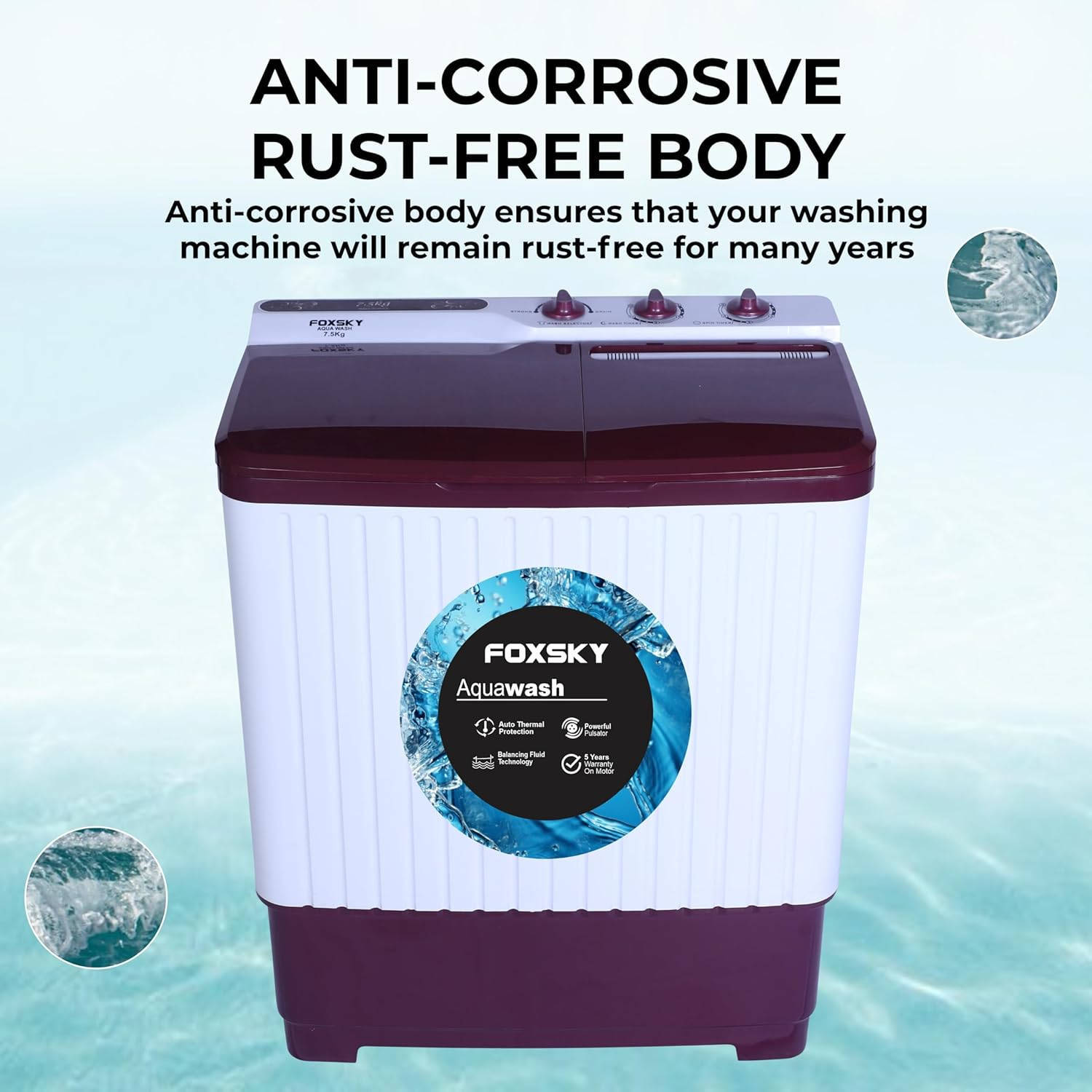 7.5 Kg Semi Automatic Top Load Washing Machine (Aqua Wash)