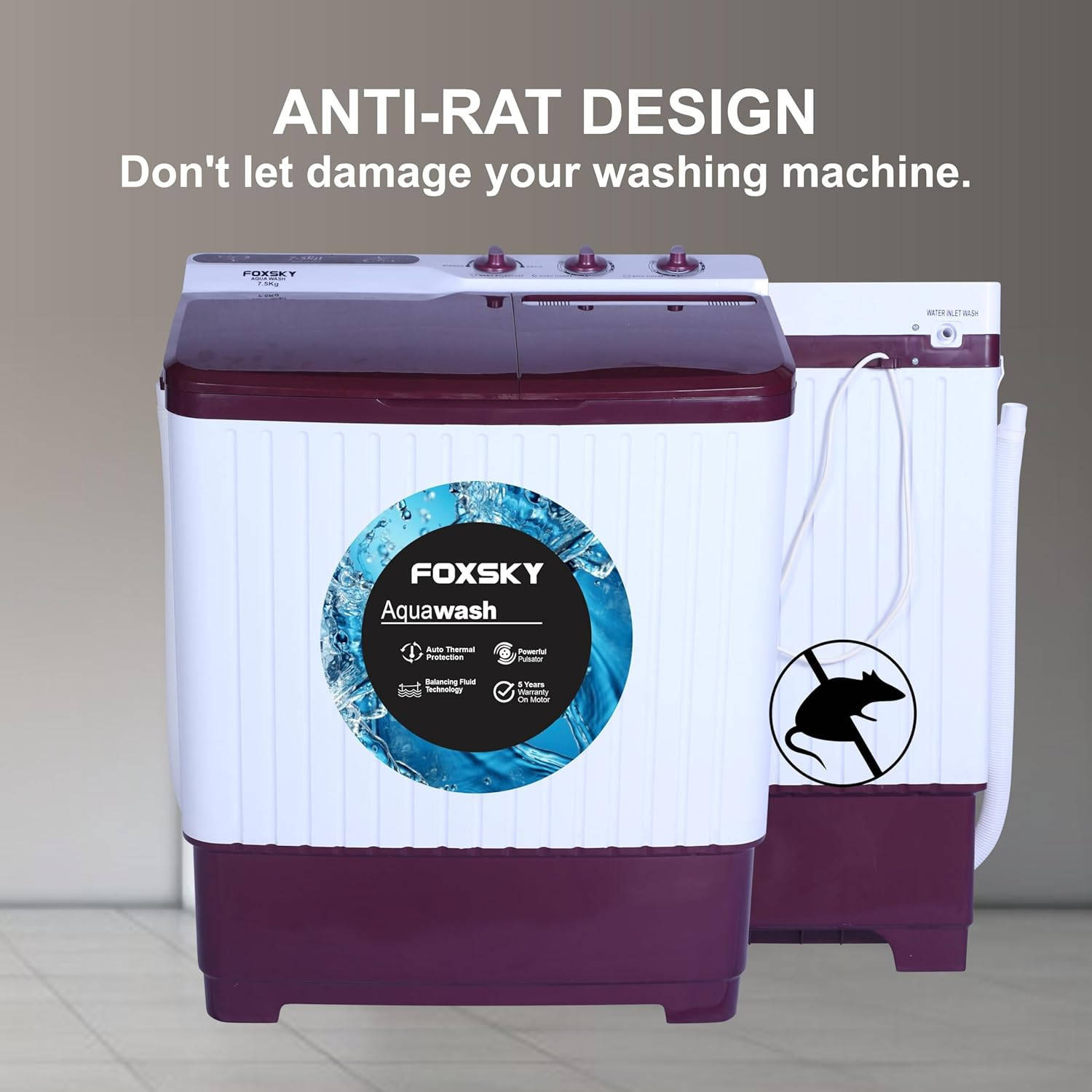 7.5 Kg Semi Automatic Top Load Washing Machine (Aqua Wash)