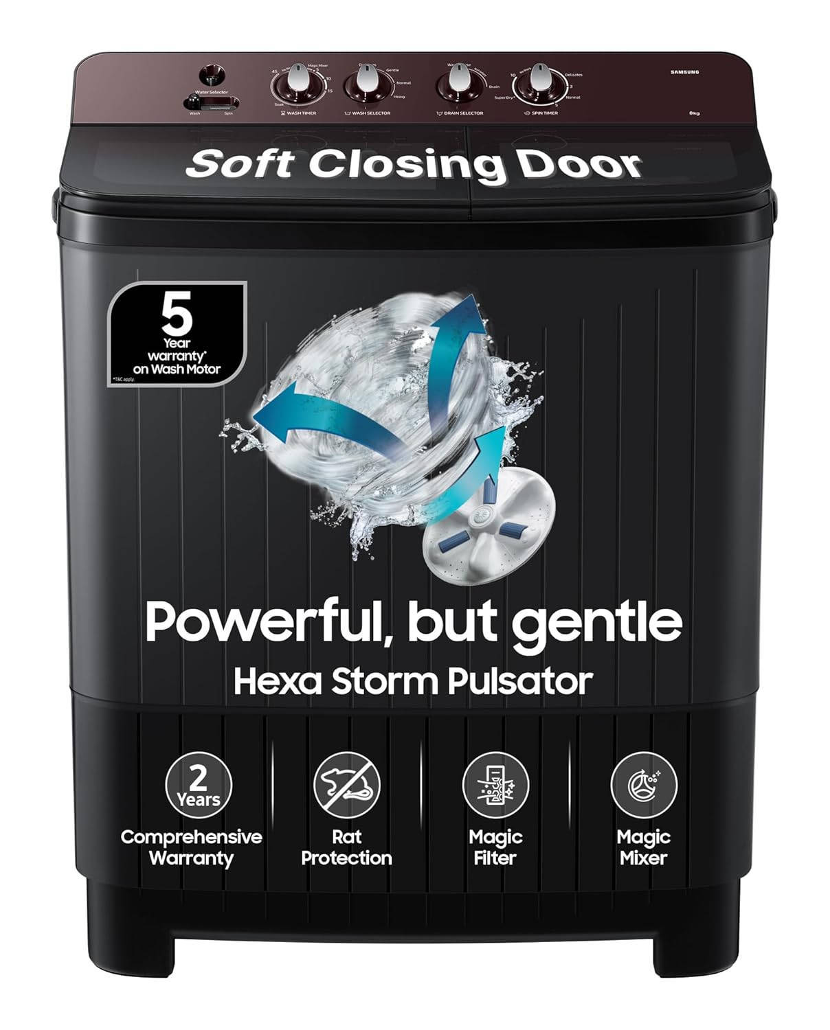 Samsung WT80F4560RD 8 Kg Semi Automatic Top Load Washing Machine
