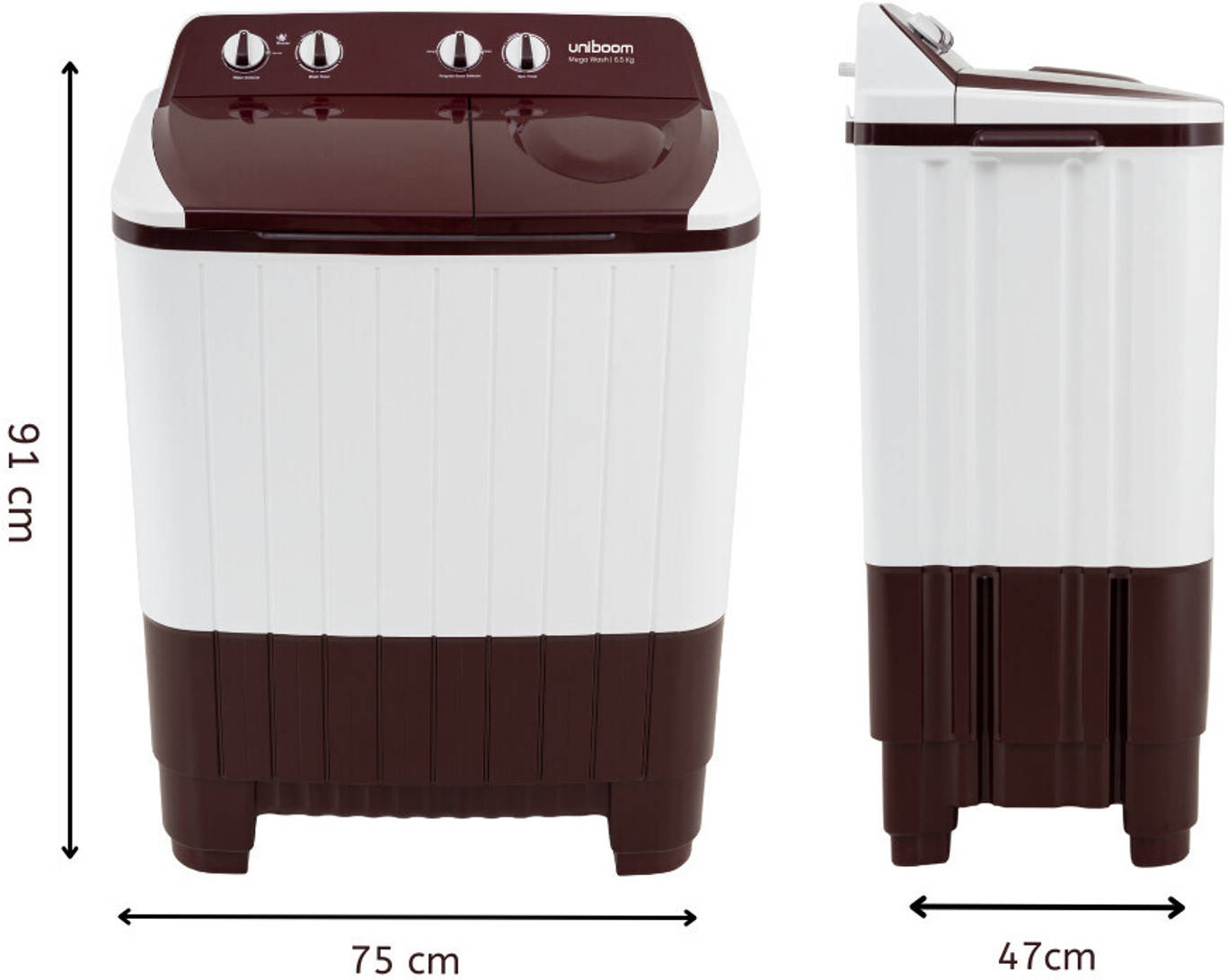 UBSA-65VR-WM 6.5 Kg Semi Automatic Machines Washing Machine